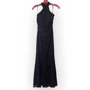 Vintage Jessica McClintock Gunne Sax Black Halter Neck Glitter Maxi Dress Sz‎ 7